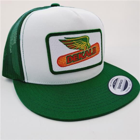 Retro Vintage Style Farm Dekalb Flying Corn Patch Flat Bill Trucker Cap Hat Mesh - Picture 3 of 4